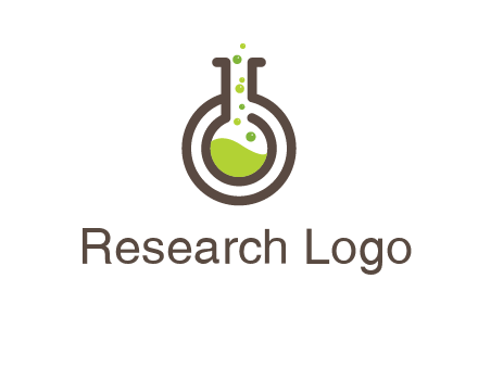 laboratory flask with green liquid and bubbles logo