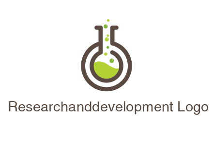 laboratory flask with green liquid and bubbles logo