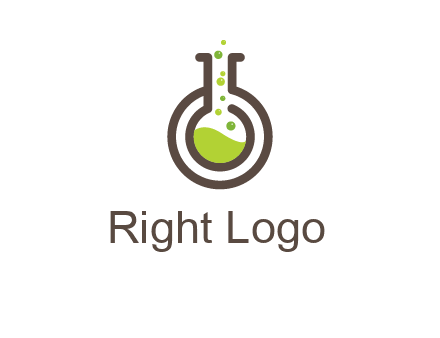 laboratory flask with green liquid and bubbles logo