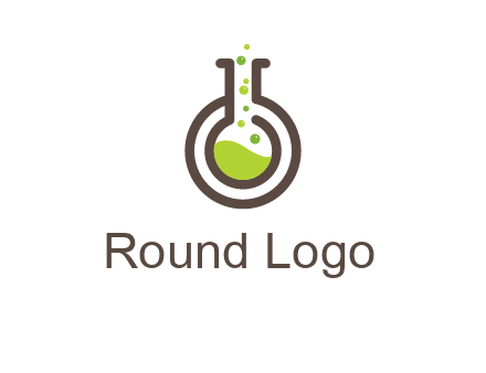 laboratory flask with green liquid and bubbles logo
