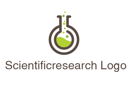 laboratory flask with green liquid and bubbles logo