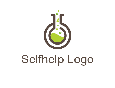 laboratory flask with green liquid and bubbles logo