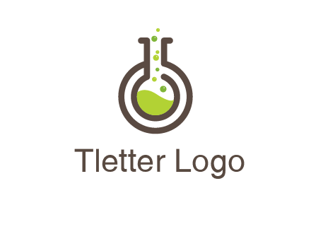 laboratory flask with green liquid and bubbles logo