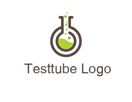 laboratory flask with green liquid and bubbles logo