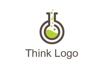 laboratory flask with green liquid and bubbles logo