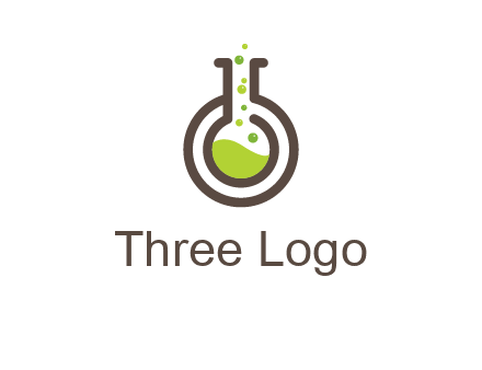 laboratory flask with green liquid and bubbles logo