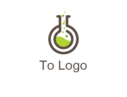 laboratory flask with green liquid and bubbles logo