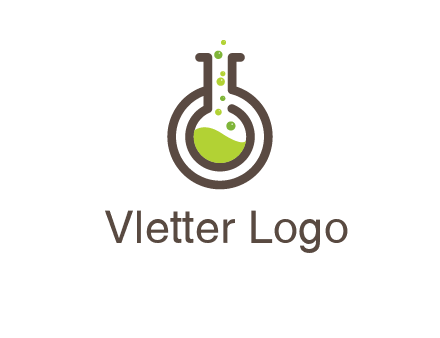 laboratory flask with green liquid and bubbles logo
