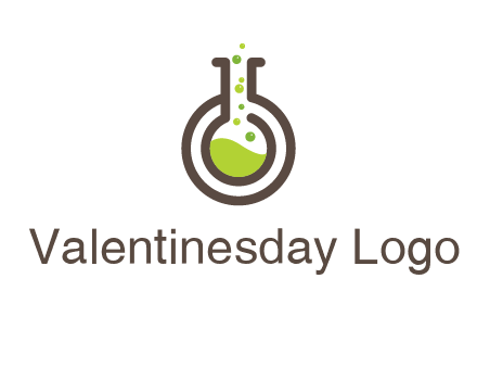 laboratory flask with green liquid and bubbles logo