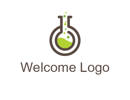 laboratory flask with green liquid and bubbles logo