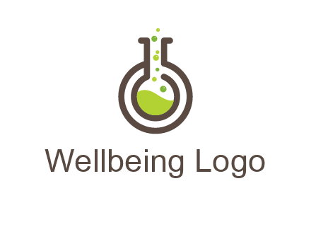 laboratory flask with green liquid and bubbles logo