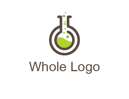 laboratory flask with green liquid and bubbles logo