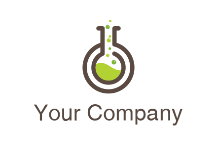 laboratory flask with green liquid and bubbles logo