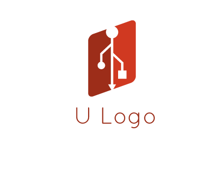 USB icon in a parallelogram logo
