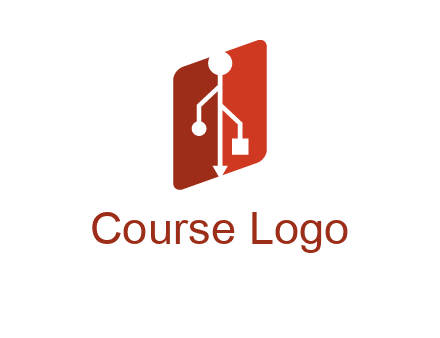 USB icon in a parallelogram logo