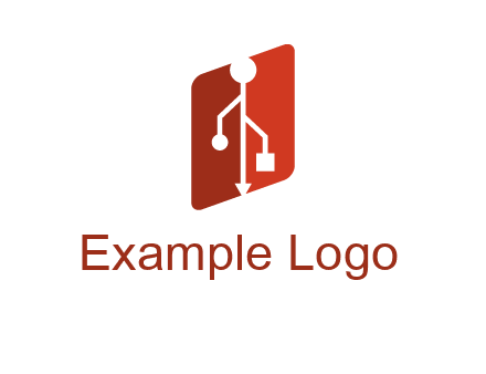 USB icon in a parallelogram logo