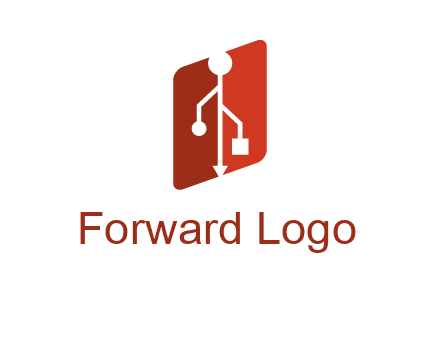 USB icon in a parallelogram logo