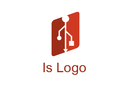 USB icon in a parallelogram logo