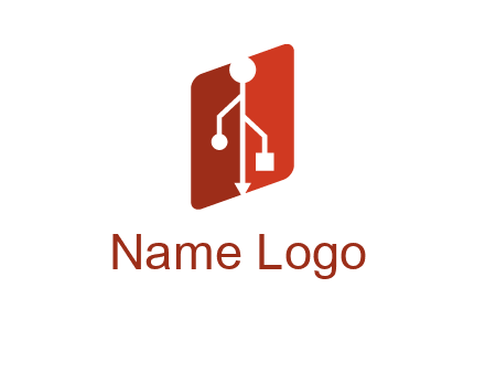 USB icon in a parallelogram logo