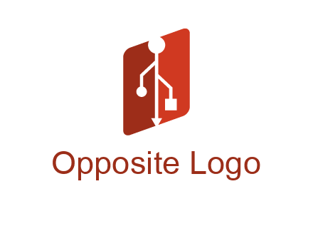 USB icon in a parallelogram logo