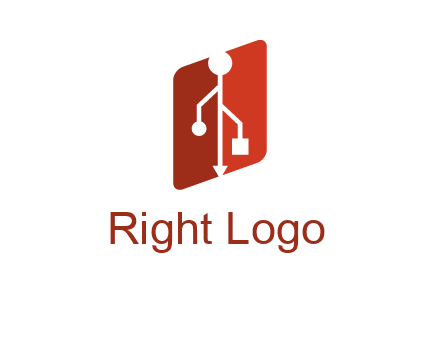 USB icon in a parallelogram logo