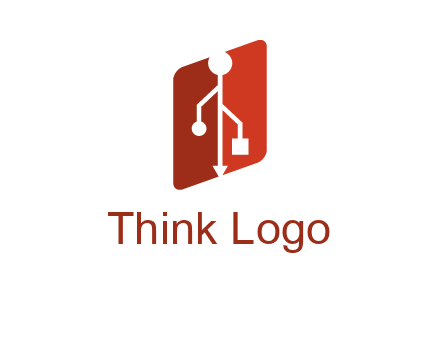 USB icon in a parallelogram logo