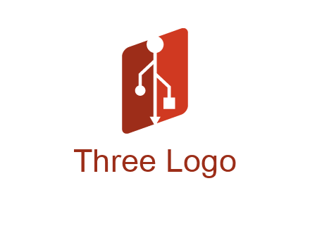 USB icon in a parallelogram logo