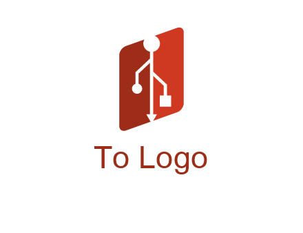 USB icon in a parallelogram logo