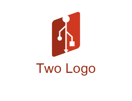 USB icon in a parallelogram logo