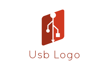 USB icon in a parallelogram logo