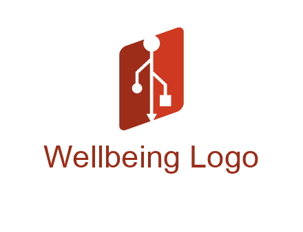 USB icon in a parallelogram logo