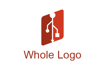 USB icon in a parallelogram logo