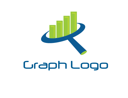 graph bars coming out of a magnifying glass logo