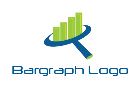 graph bars coming out of a magnifying glass logo