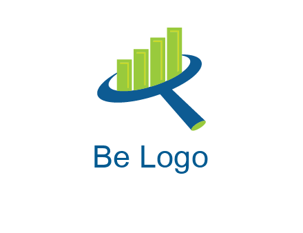 graph bars coming out of a magnifying glass logo