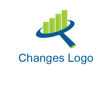 graph bars coming out of a magnifying glass logo