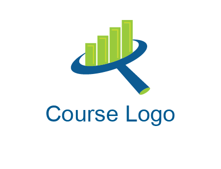 graph bars coming out of a magnifying glass logo