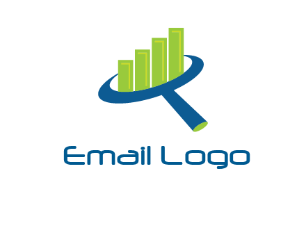 graph bars coming out of a magnifying glass logo