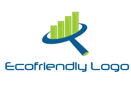 graph bars coming out of a magnifying glass logo
