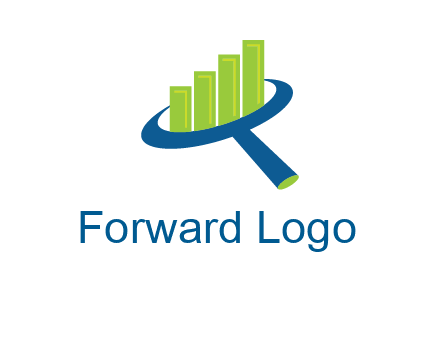 graph bars coming out of a magnifying glass logo