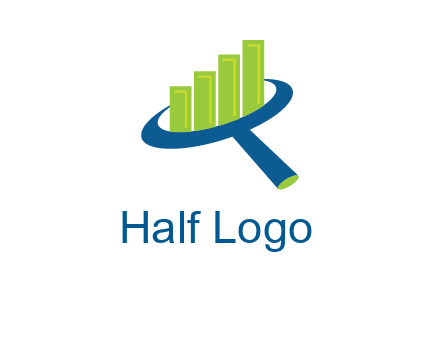graph bars coming out of a magnifying glass logo