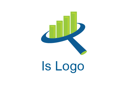 graph bars coming out of a magnifying glass logo
