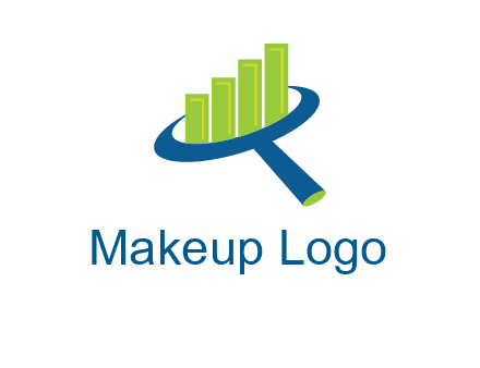 graph bars coming out of a magnifying glass logo