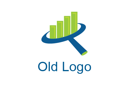 graph bars coming out of a magnifying glass logo
