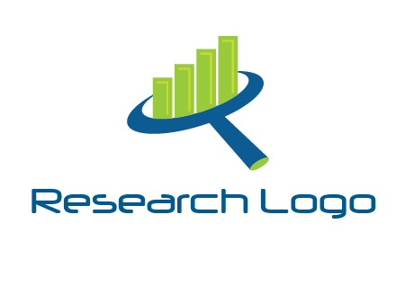 graph bars coming out of a magnifying glass logo