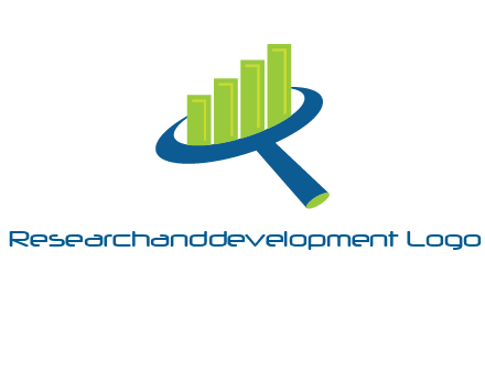 graph bars coming out of a magnifying glass logo
