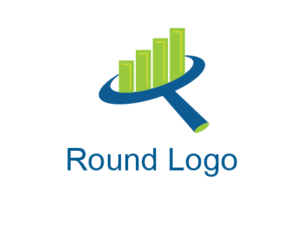graph bars coming out of a magnifying glass logo
