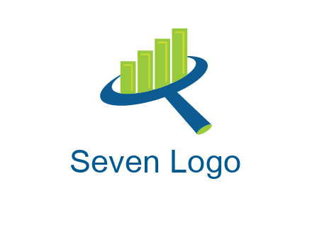 graph bars coming out of a magnifying glass logo