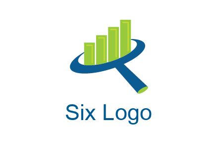 graph bars coming out of a magnifying glass logo