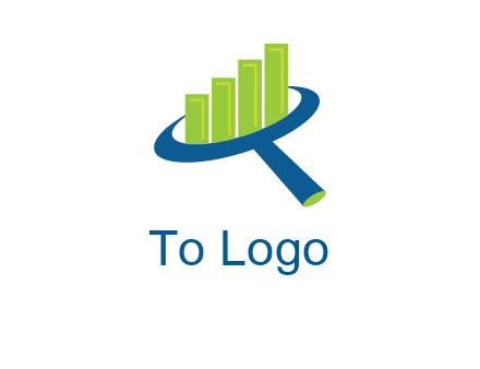 graph bars coming out of a magnifying glass logo